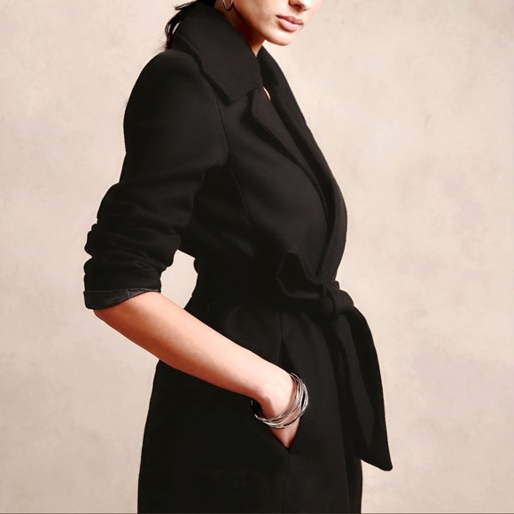 Banana Republic Tie-Waist Coat Jacket Black - Picture 4 of 6